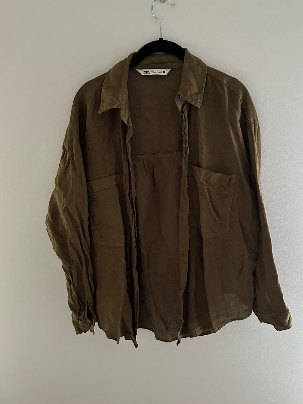 Zara Olive-Brown Linen top